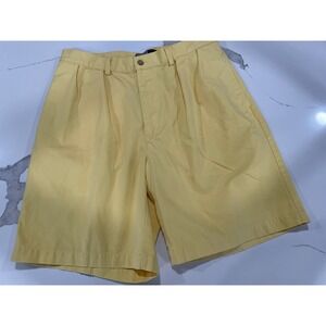 Polo Ralph Lauren Tyler Shorts Mens 34 Yellow Chino Pleated Golf Casual Vtg SI23
